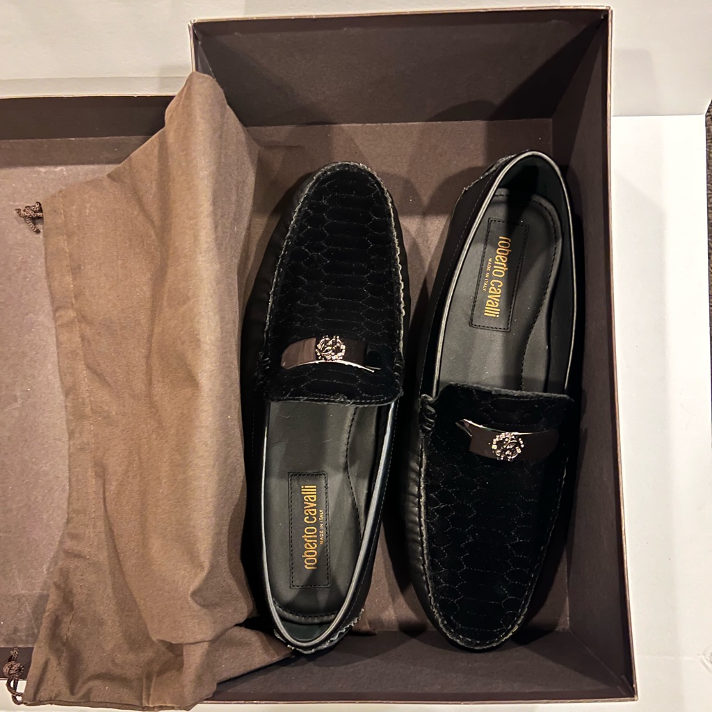 Roberto Cavalli Mens Black Shoes 95  425 Brand New
